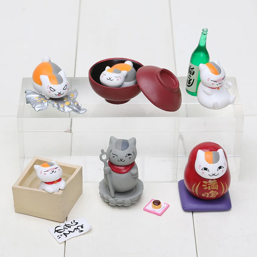 

6pcs/set Cute Natsume Yuujinchou Nyanko Sensei White Cat PVC Figure Toys Girls Toys Christmas Gifts