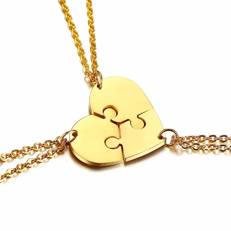 Vnox набор из 3 нержавеющей стали лучшие друзья навсегда ожерелье BFF головоломка кулон дружбы пользовательское имя для женщин и мужчин подарок - Окраска металла: Золотой цвет
