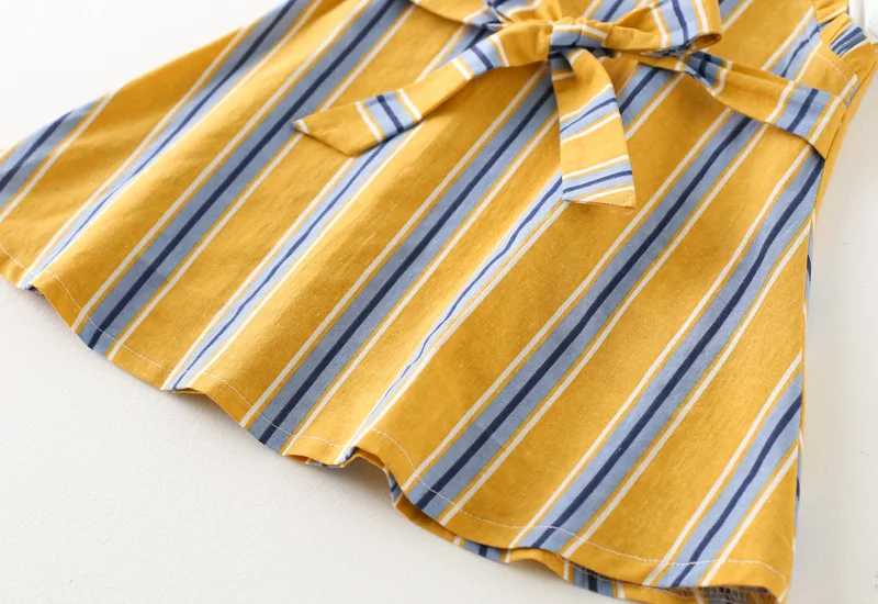 Princess dress Kids Baby Girls Summer Stitched striped bows Short sleeved dress sweet style children's clothing (15)