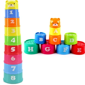 

1 Set New Colorful Educational Baby Toys Figures Letters Folding Cup Stacking Music Bear Pagoda Early Intelligence Toys