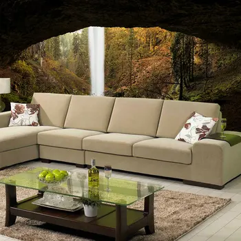 

Home Decor Wall Papers 3D Nature Cave Waterfall Landscape Photo Wallpaper Murals Living Room Self Adhesive Vinyl/ Silk Wallpaper