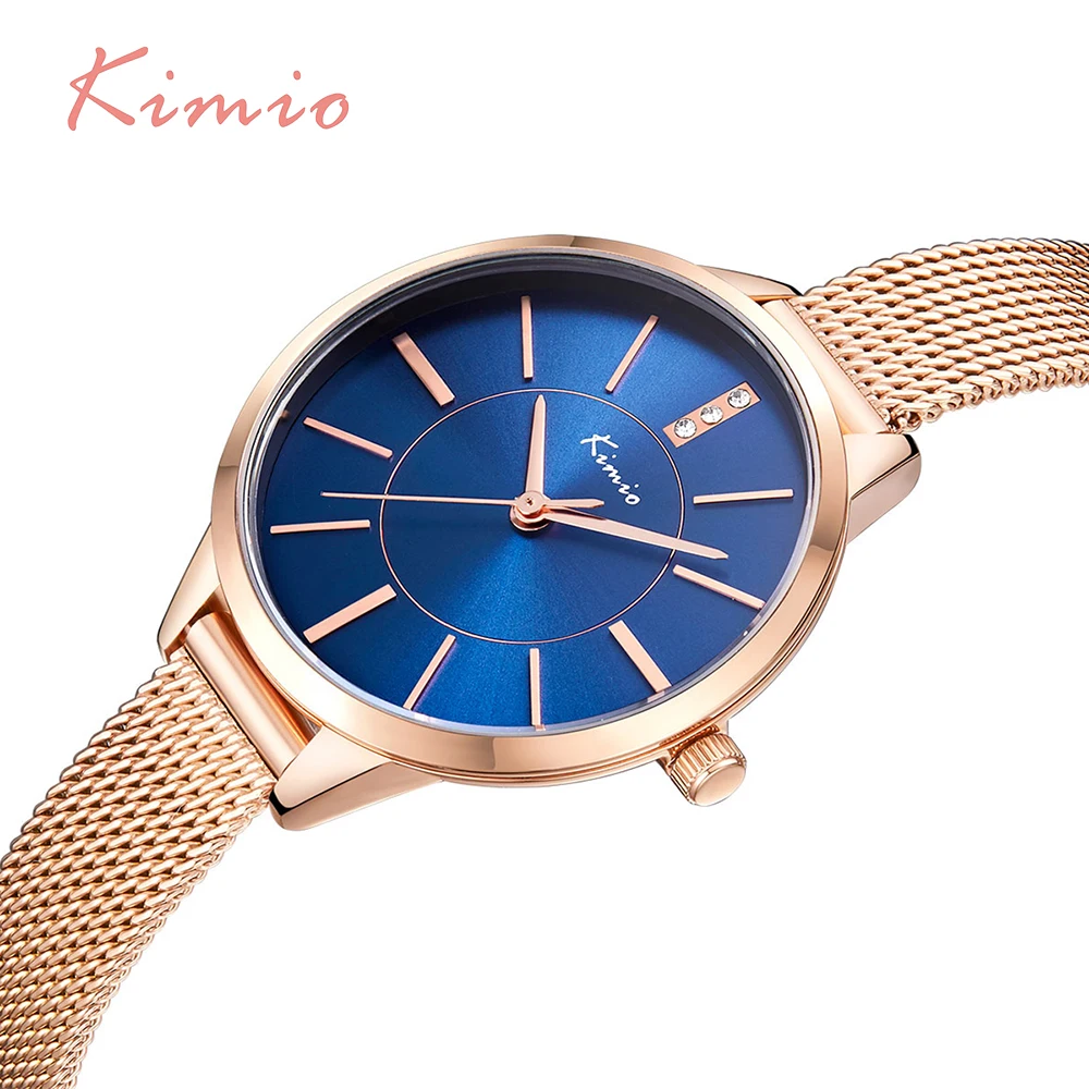 KIMIO Rhinestone Elegant Ladies Watch Women Dress Simple Mesh Stainless Steel Watch Strap Rose Gold Watch Woman Christmas Gift KIMIO Rhinestone Elegant Ladies Watch Women Dress Simple Mesh Stainless Steel Watch Strap Rose Gold Watch Woman Christmas Gift
