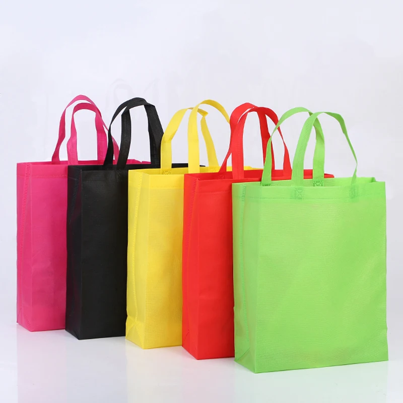 

6PCS Wholesale Waterproof Non Woven Bags with Handles 8 Colors Recyle Non Woven Fabric Shopping Bag Can Print Logo HK108