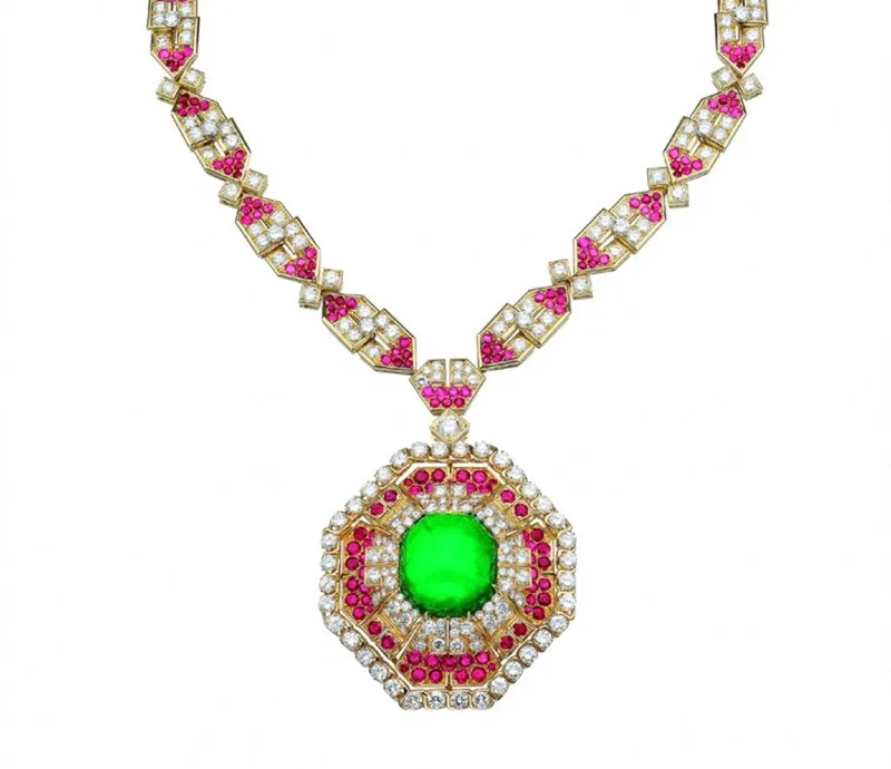 

Hot Brand copper party Jewelry For Women big green stone necklace cubic zirconia Festa jewelry famous brand jewelry