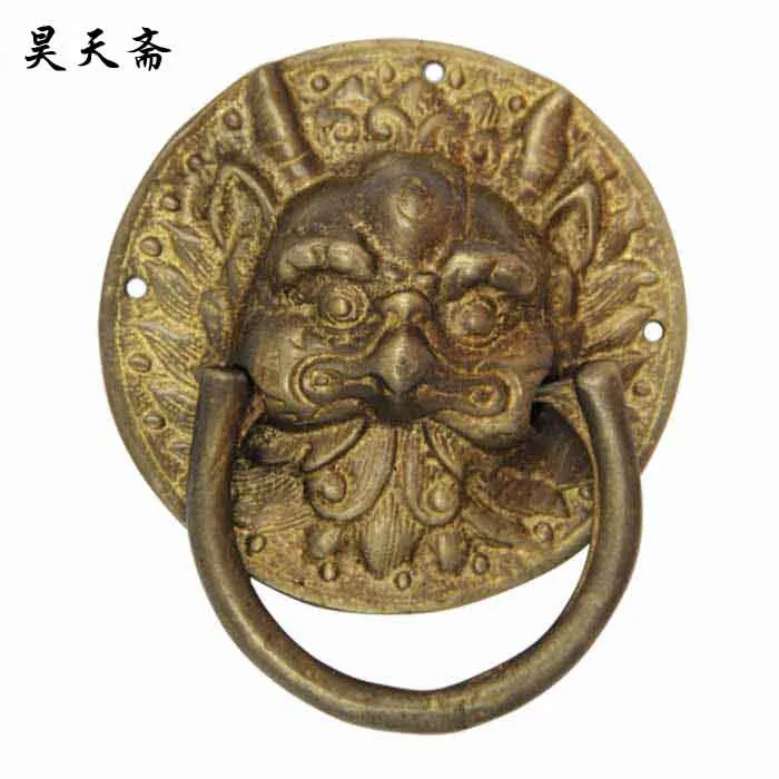 

[Haotian vegetarian] Chinese home copper fittings / animal head door knocker / copper door pull ring HTA-036