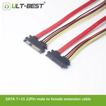 

ULT-BEST 5PCS SATA 22Pin Extender Cable Male to Female 7+15 Pin Serial ATA SATA Data Power Combo Extension Cables Cord 30CM 50CM