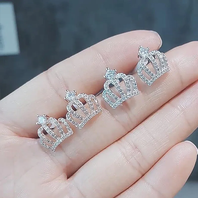 Серьги с короной для девочек европейские и американские крупные серьги LiuSu