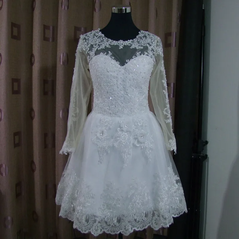 Цвет кожи 2 в 1 Vestido De Novia съемный шлейф с длинным рукавом свадебное платье