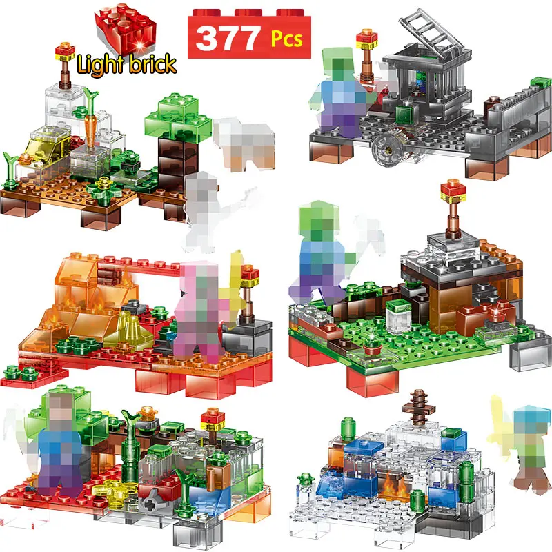 

Mini Crystal Building Blocks Compatible LegoING Minecrafted Hell Battle Figures Designer Educational Bricks Toys for Children