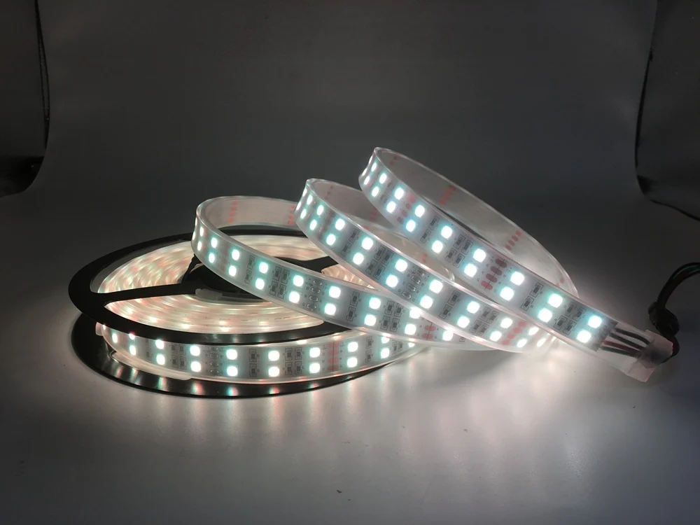 Double Row 5050 RGB/RGBW Led Strip 120Leds/m White/Warm White Led Flexible Light White/Black PCB IP30/IP67 DC12/24V