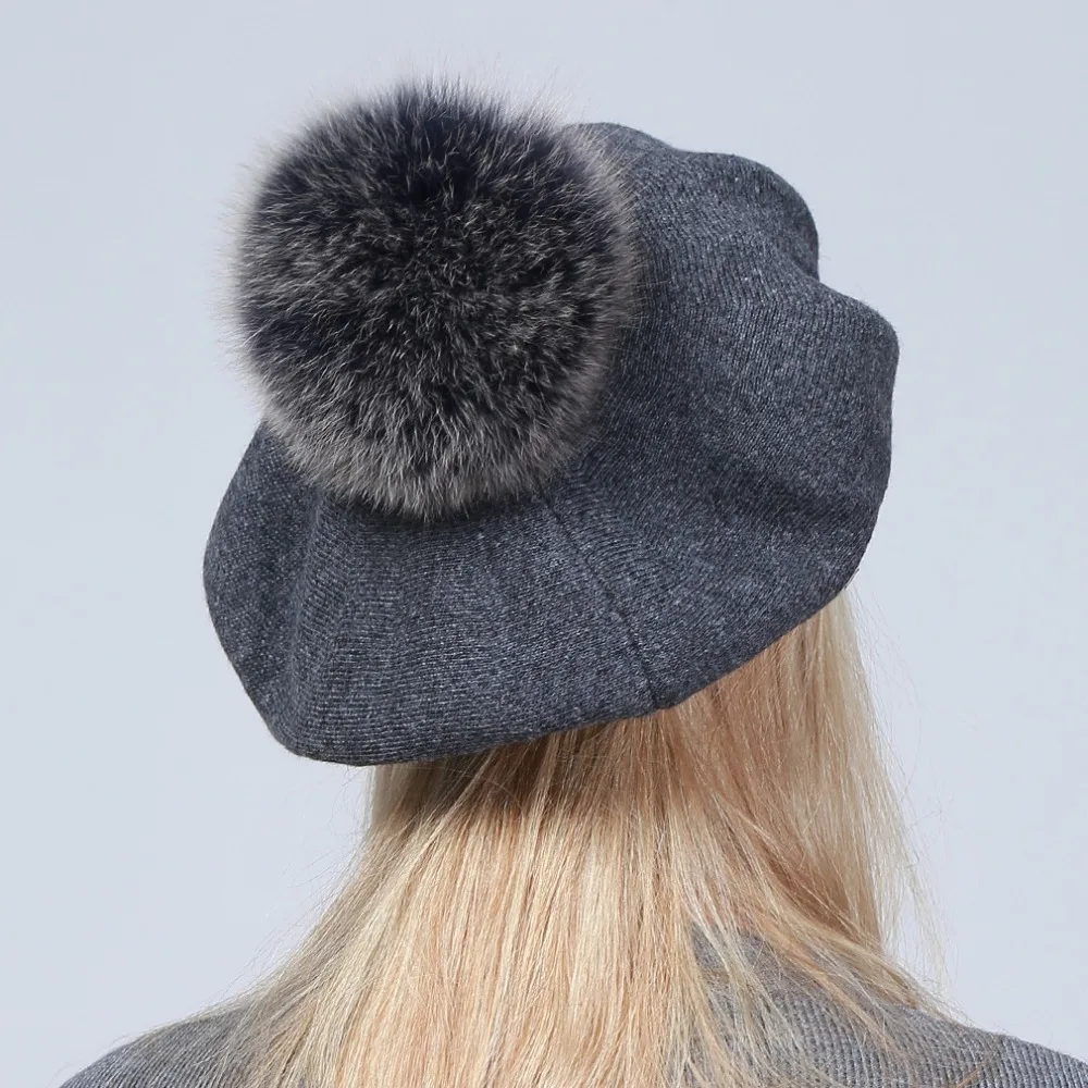 Geebro Women Berets Hat Winter Casual Knitted Wool Berets With