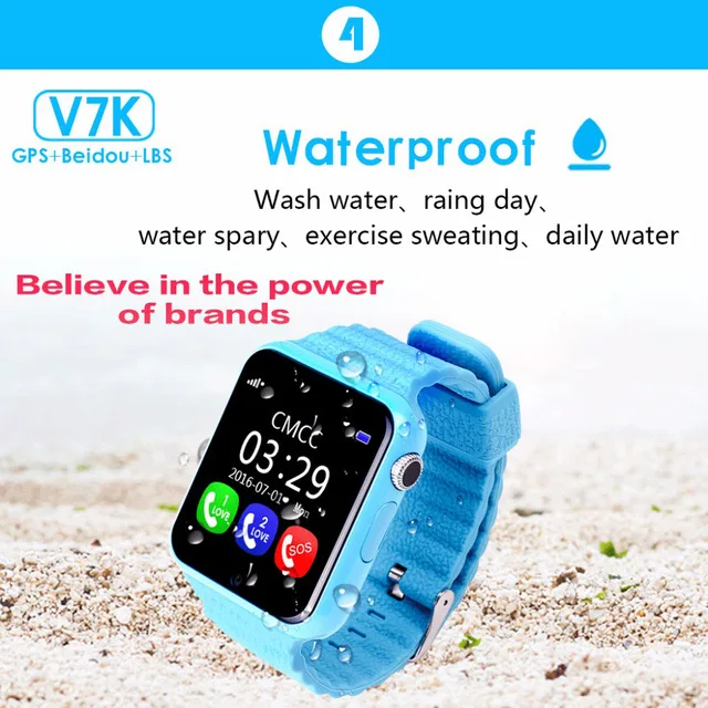 GPS tracking watch for kids waterproof smart watch V7K camera facebook SOS Call Location Devicer Tracker