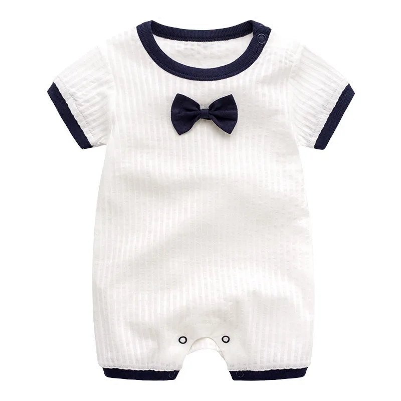 Темно-синий цвет, Детские хлопковые комбинезоны для малышей, летняя крутая Одежда для новорожденных с короткими рукавами, комплект боди для новорожденных, детские комбинезоны