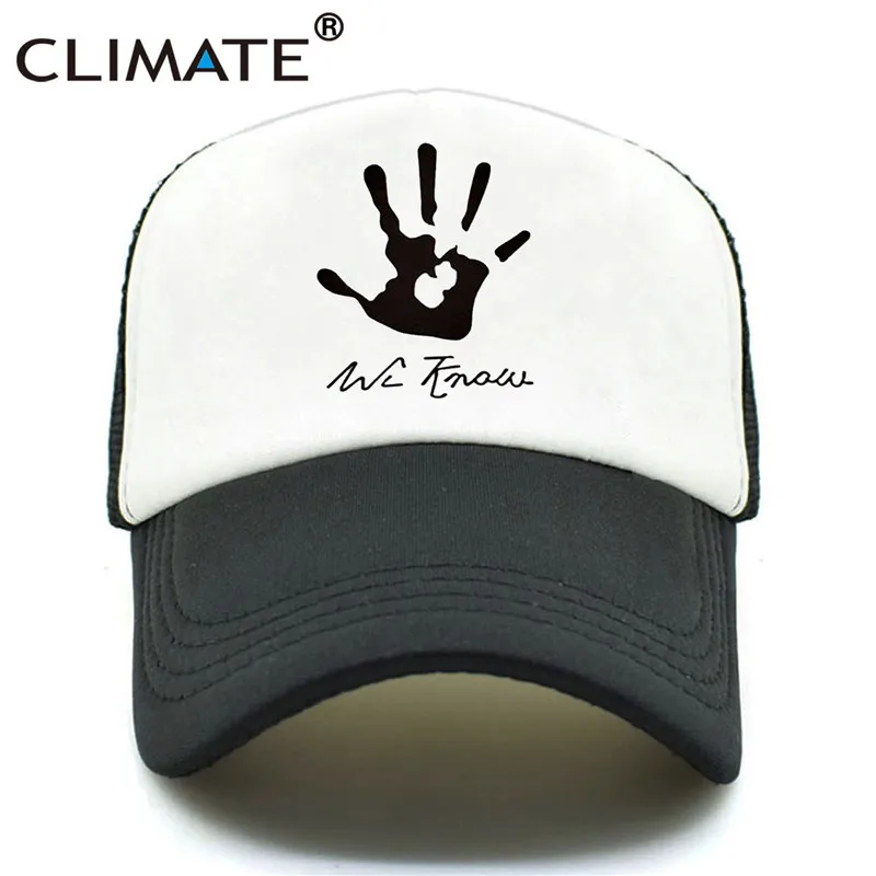 CLIMATE The Elder Skyrim Trucker cap brothy cap Brother Hood We Know Hand cool летняя бейсболка с сеткой Кепка-бейсболка для мужчин - Цвет: White Black