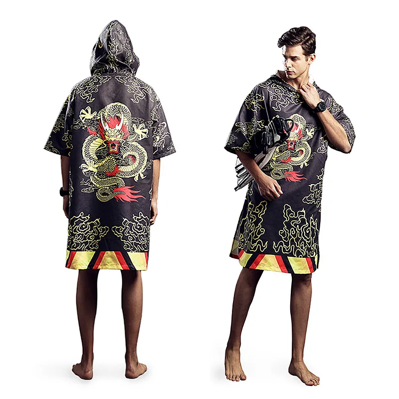 

Chinese Dragon Printing Hooded Towel Quick-Dry Outdoor Beach Sport Towel Water absorption Bath Towels Diving Woman Men Bathrobe