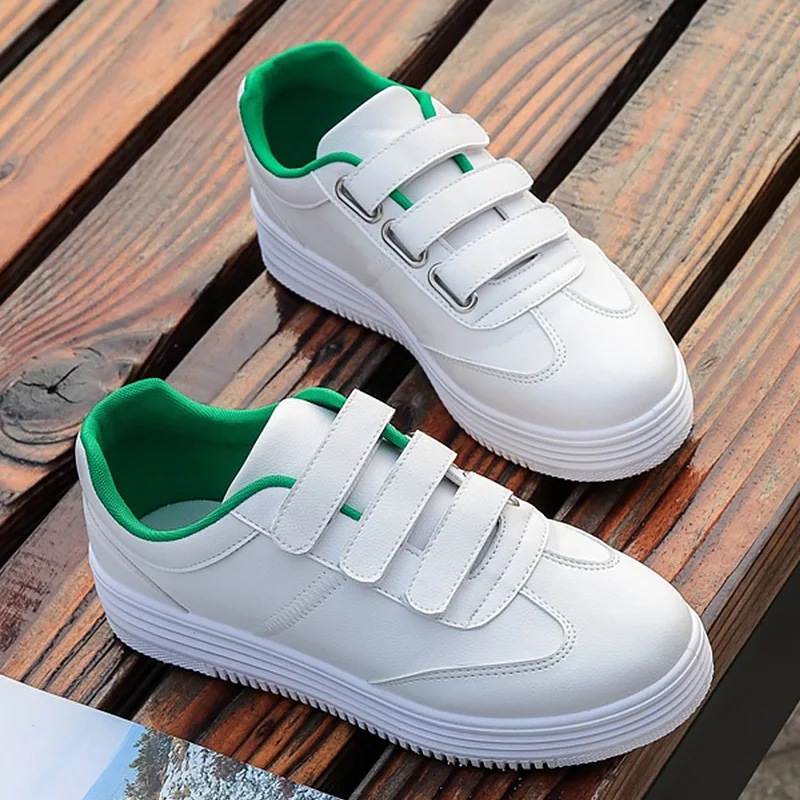 

Platform shoes white hook loop solid fashion shoes height increasing Non-slip women shoes sewing shallow chaussure femme