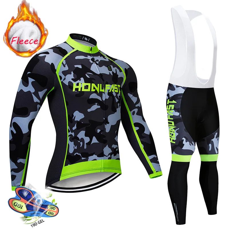 Зимний флисовый комплект для велоспорта с длинным рукавом Одежда для горного велосипеда одежда Maillot Ropa Ciclismo быстросохнущая гоночная велосипедная одежда