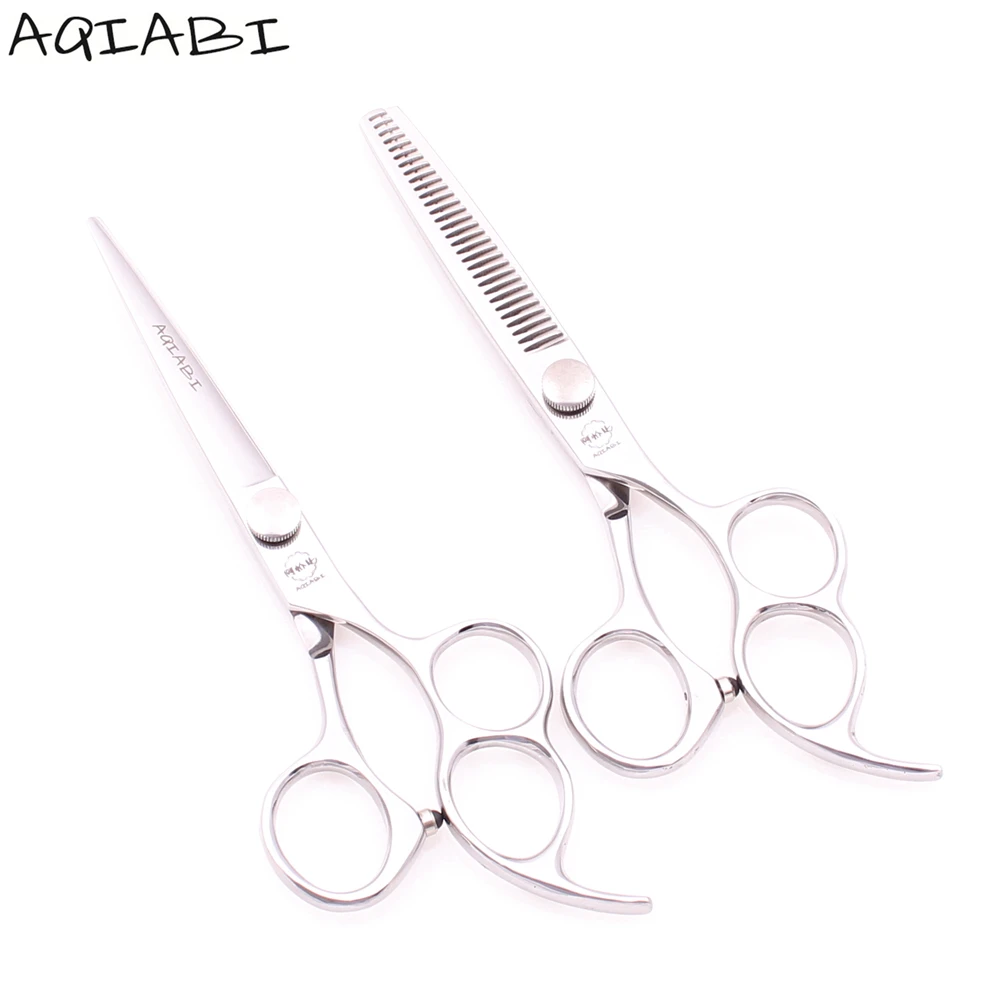 

Hair Scissors A9011 5.5" JP 440C AQIABI Cutting Shears Thinning Scissors Hairdressing Scissors Three Hole Handle Stylist Shears
