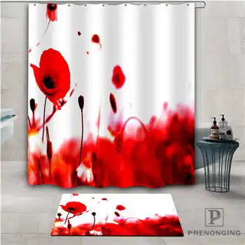 

Custom poppies (1) Waterproof Shower Curtain Doormat Home Bath Bathroom Polyester Fabric Multi Sizes#2019-01-12-249