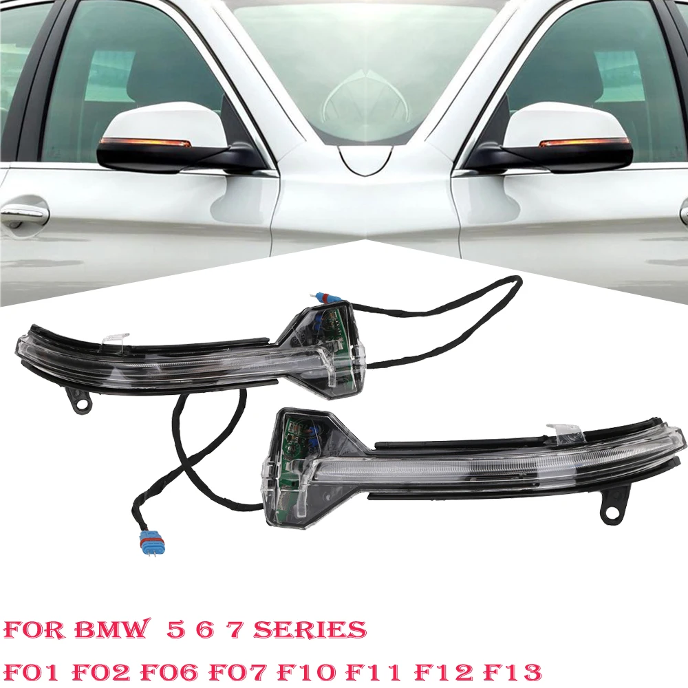 Pair LED Rearview Side Mirror Indicator Turn Signal Light For BMW F10