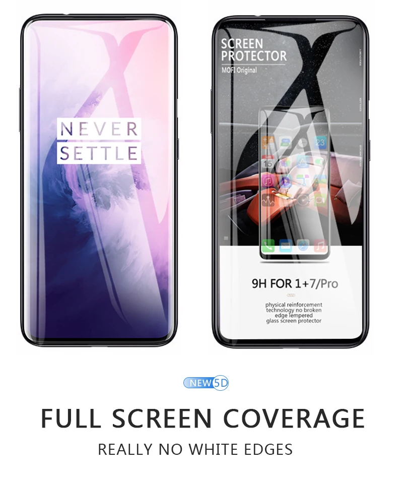 Для oneplus 7 pro закаленное стекло MOFi one plus 7 Защита экрана полное покрытие черная передняя защита 1+ 7 стеклянная пленка