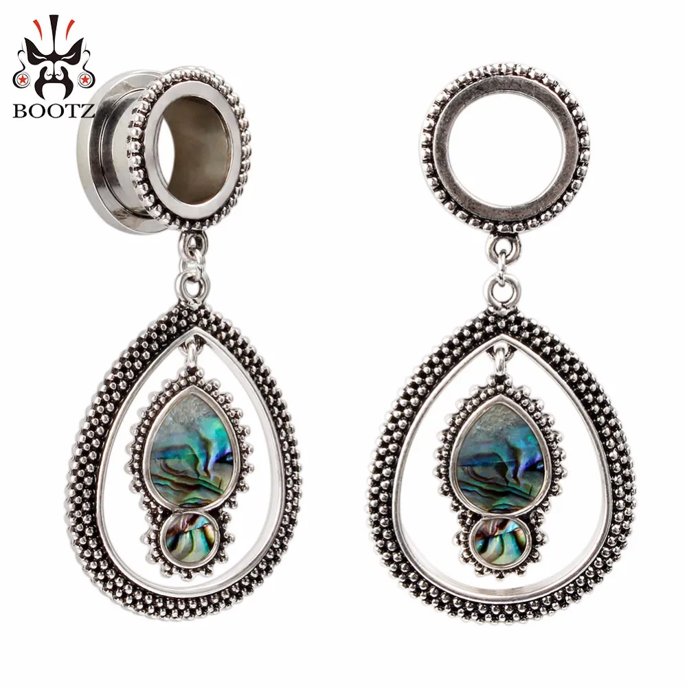 

Hot selling fashion Pendant ear plugs stainless steel silver ear plug tunnel piercing ear gauges mix sizes wholesale ear reamer