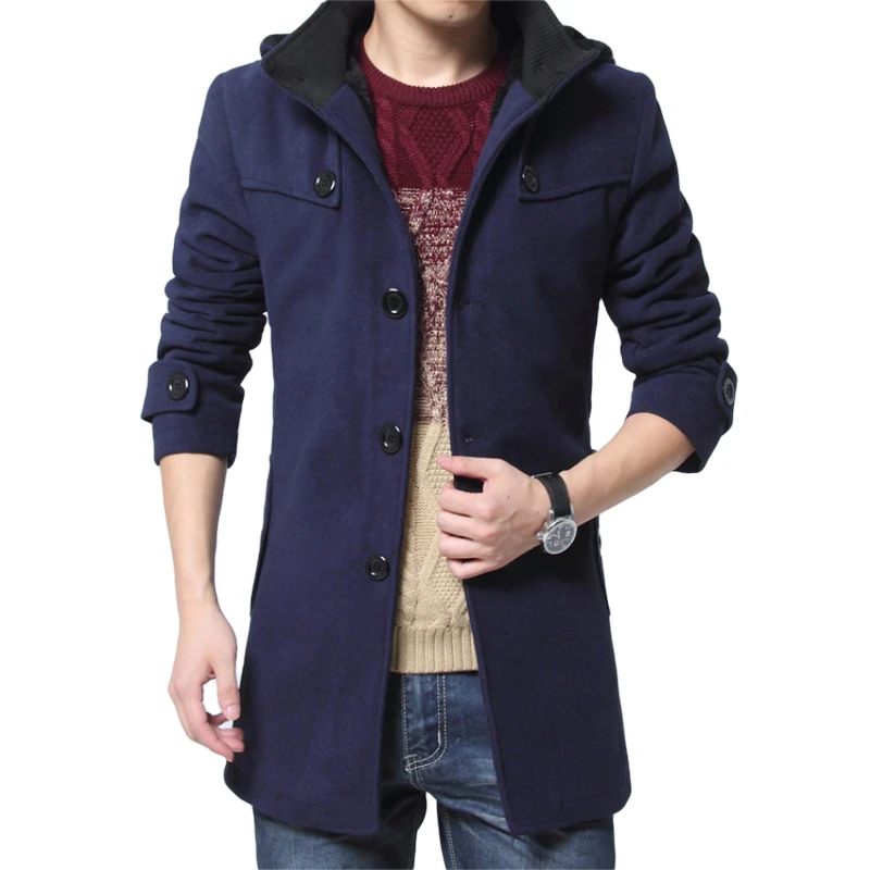 Winter Velvet Thick Warm Coat Men Slim Long Jackets Male Casual Wool Trench Coat Men's Overcoat 4XL Wool Windproof Jacket Winter Velvet Thick Warm Coat Men Slim Long Jackets Male Casual Wool Trench Coat Men's Overcoat 4XL Wool Windproof Jacket
