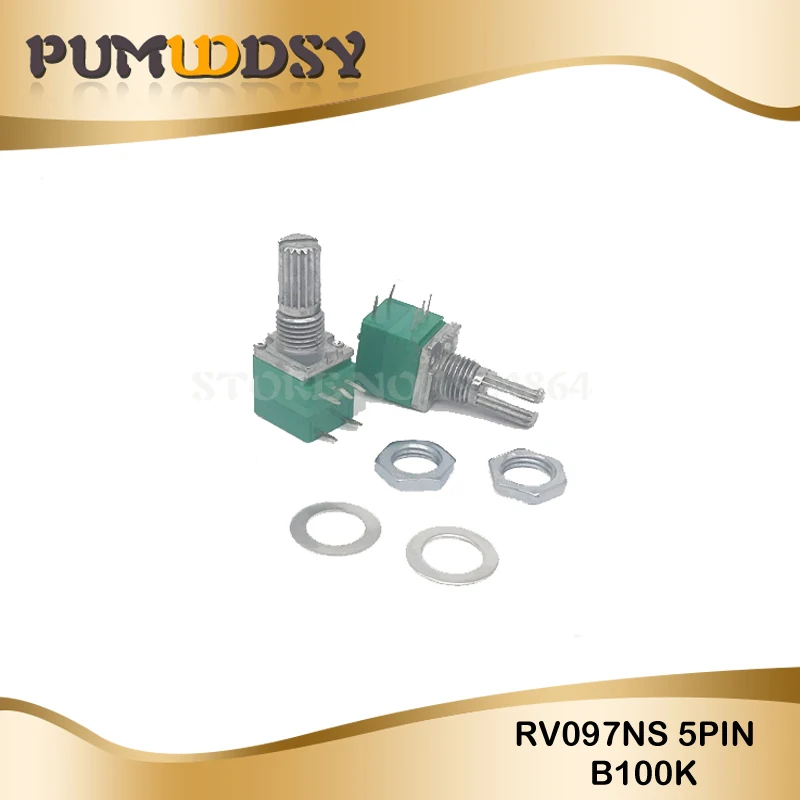 

5pcs RV097NS 100K single linked potentiometer B100K with a switch audio 5pin shaft 15mm amplifier sealing potentiometer