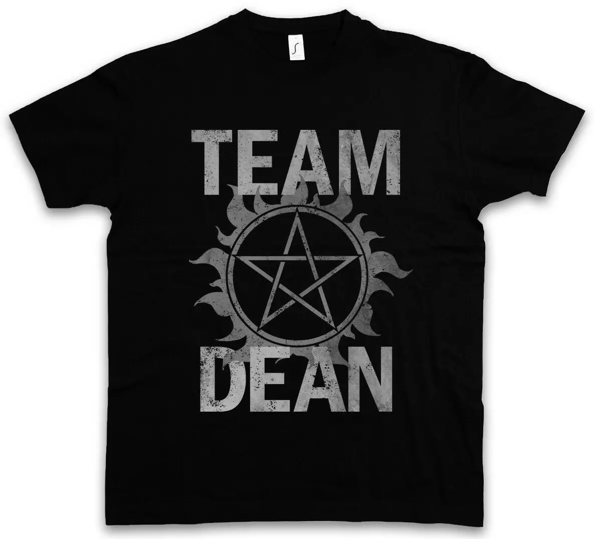 Футболка TEAM DEAN Supernatural Fun Logo Pentragramm Pentacle Flaming Sam Series