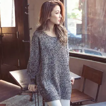 

Casual Street Knit Sweater Women's Round Neck Long Sleeve Solid Color Loose Hat 2019 Fashion Autumn Winter Women's Sweater