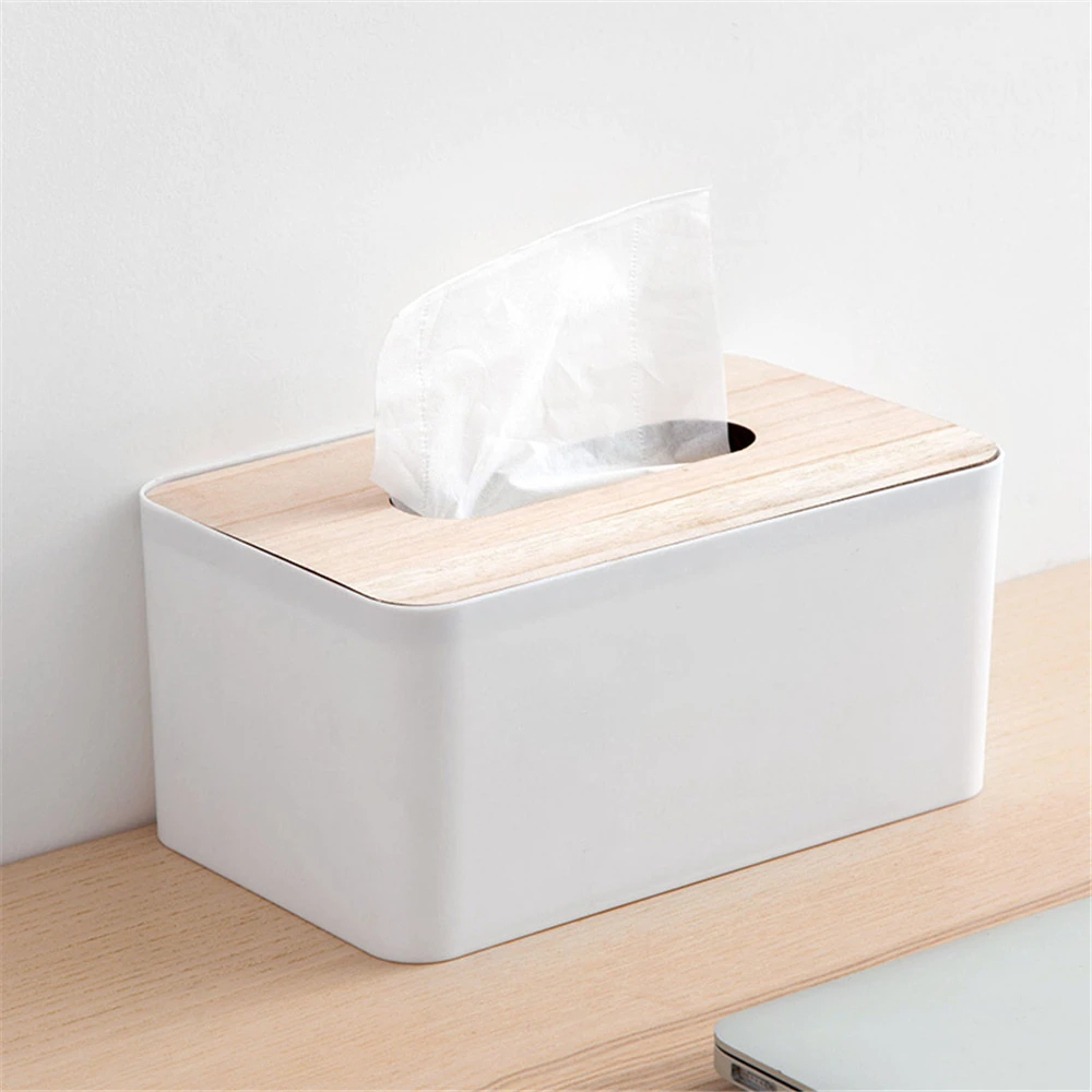 Household Tissue Box Paper Case Practical Square Wooden Bamboo Napkin Holder 6T