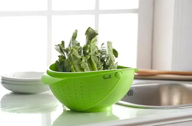 

Hot Sale!!! Candy Color 2-in-1 Rinse Bowl and Strainer Fruit Vegetable Wash For Home Kitchen Excellent Quality