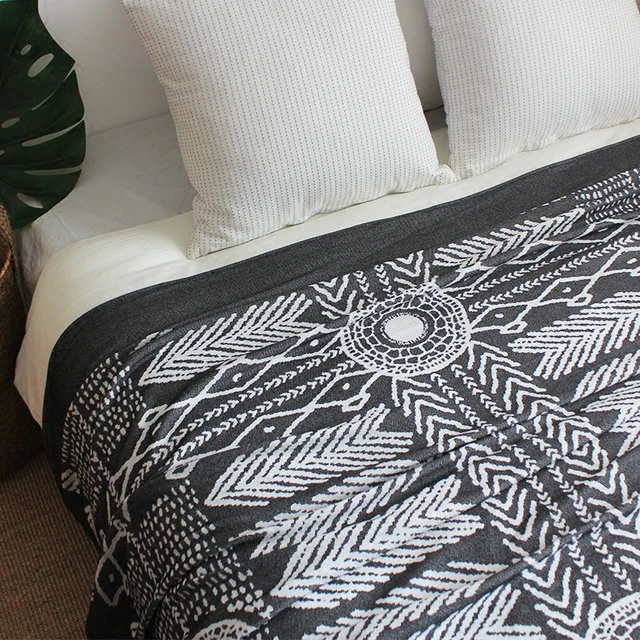 Indian Pattern Modern Geometric Striped Plaid Nordic American Style Indian Pattern Modern Geometric Striped Plaid Nordic American Style Bedding Couch Cover Thread Towel Grey Throw