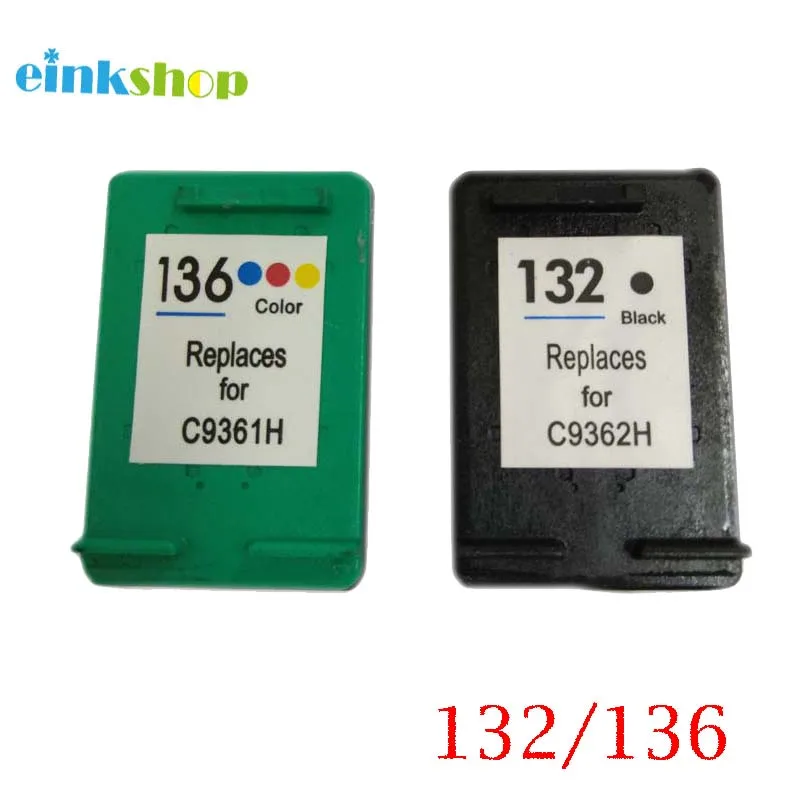 Einkshop 132 136 Заправляемый картридж с чернилами Замена для hp 132 136 Photosmart 2573 C3183 D5163 1513 Officejet 6213 5443 принтер