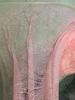 

5yards HL2532 color 25# african glued glitter sparkle net tulle for wedding dress/evening dress/fashion show,ship by dhl