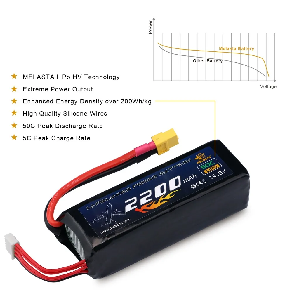 MELASTA 14,8 V 2200mAh 50C 4S RC LiPo аккумулятор гоночный автомобиль с разъемом XT60 для радиоуправляемого самолета вертолета квадрокоптера транспортного средства лодки