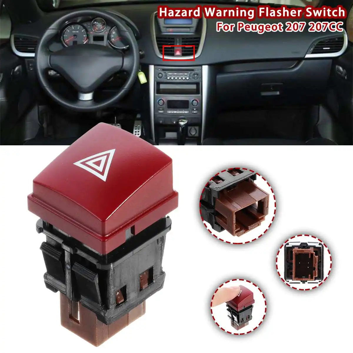 4 Pin Автомобильный Электронный Предупреждение переключатель мигалки опасных сигнальный фонарь лампа с кнопкой 96472122KR для peugeot 207 207CC