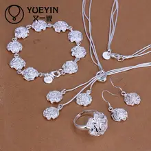 Значение продажи 4 шт. Цепочки и ожерелья серьги браслет кольцо ювелирные изделия для невесты комплекты серебряные ювелирные изделия австрийского хрусталя Лидер продаж S267