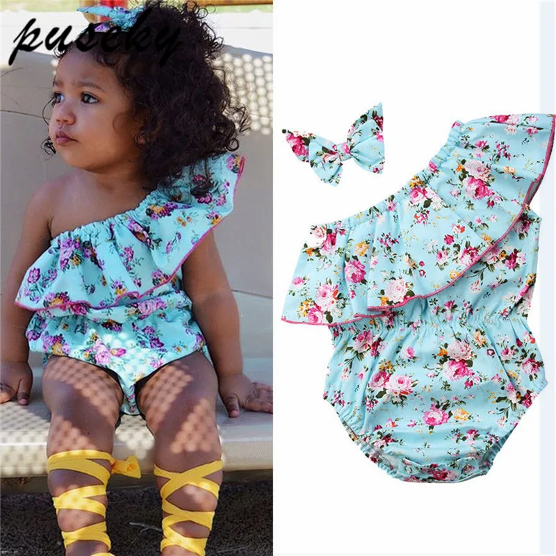 Puseky Summer Casual Newborn Infant Toddler Kids Baby Girl Romper Off One Shoulder Baby Romper Jumpsuit Floral Clothes Outfits Puseky Summer Casual Newborn Infant Toddler Kids Baby Girl Romper Off One Shoulder Baby Romper Jumpsuit Floral Clothes Outfits