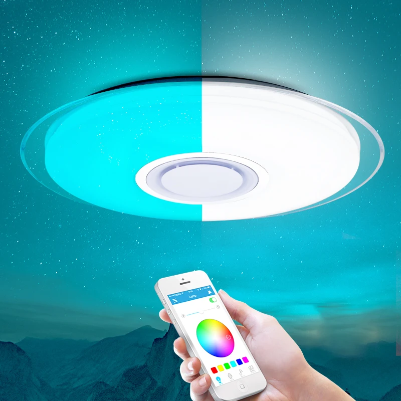 Современный светодиодный потолочный светильник RGB затемнения приложение пульт дистанционного управления Bluetooth Музыка потолочный светильник гостиная/спальня 25 Вт 36 Вт 52 Вт 220 В
