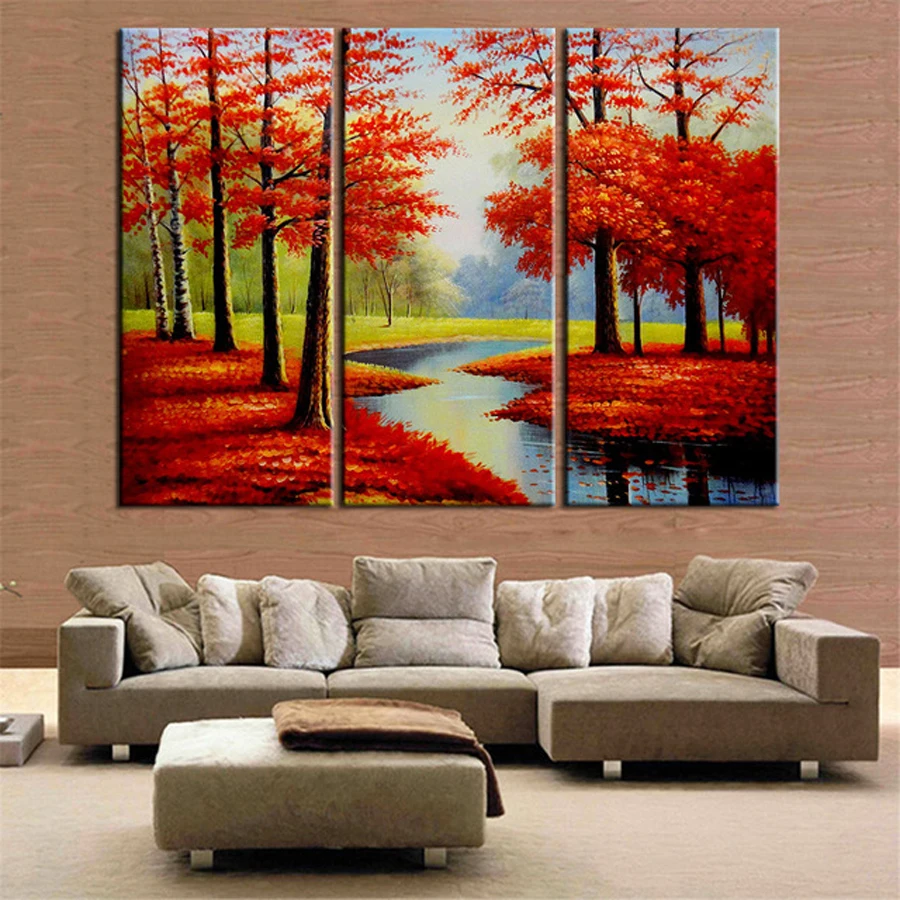 

3 Pieces diamond Painting Red Tree Posters Decoration,DIY Diamond Embroidery,Picture of rhinestone,cross-stitch new year gift