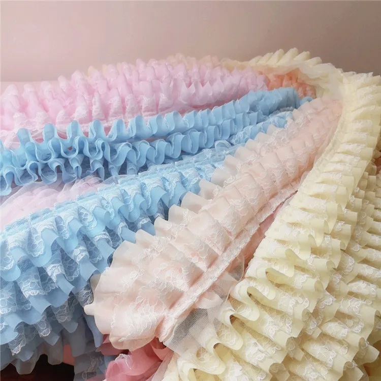 11 см роскошные трехслойные 3D плиссированные шифоновые кружевные ленты с рюшами для штор юбки одежда сплайсинга шитье бахрома Декор