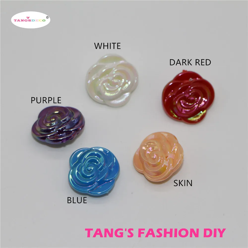 

20PCS---DIY pearly color rose flower shape buttons --can choose color