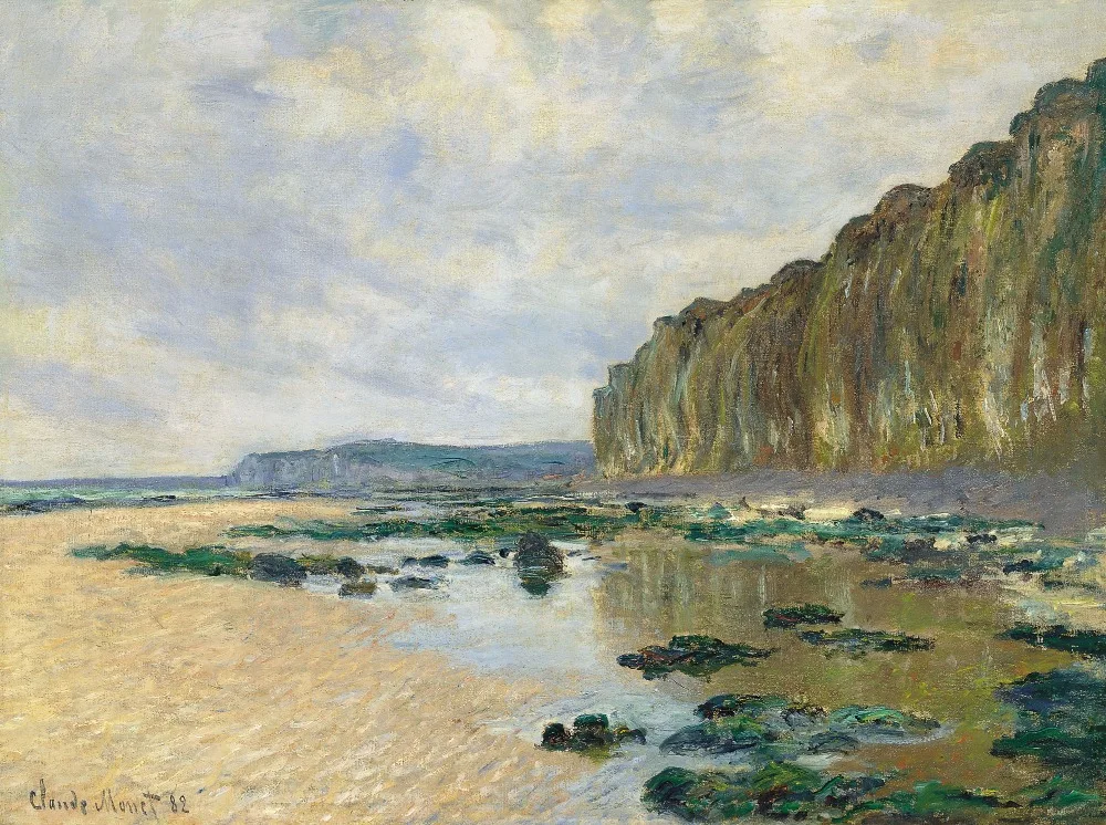 

100% handmade landscape oil painting reproduction on linen canvas,low-tide-at-varengeville claude monet