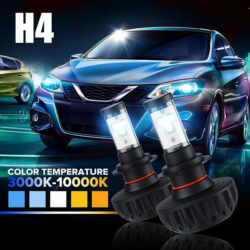 

CREE led chips H4 Car LED Headlight Bulb 12V 24V Hi-Lo Beam Work LED Light External Running Lights 60W 6000lM 3000K 6500k 10000K