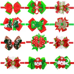 Рождественские Луки нейлоновые Налобные повязки для девочек мягкие эластичные нейлоновые ленты для головы 1 шт. красный и зеленый цвет