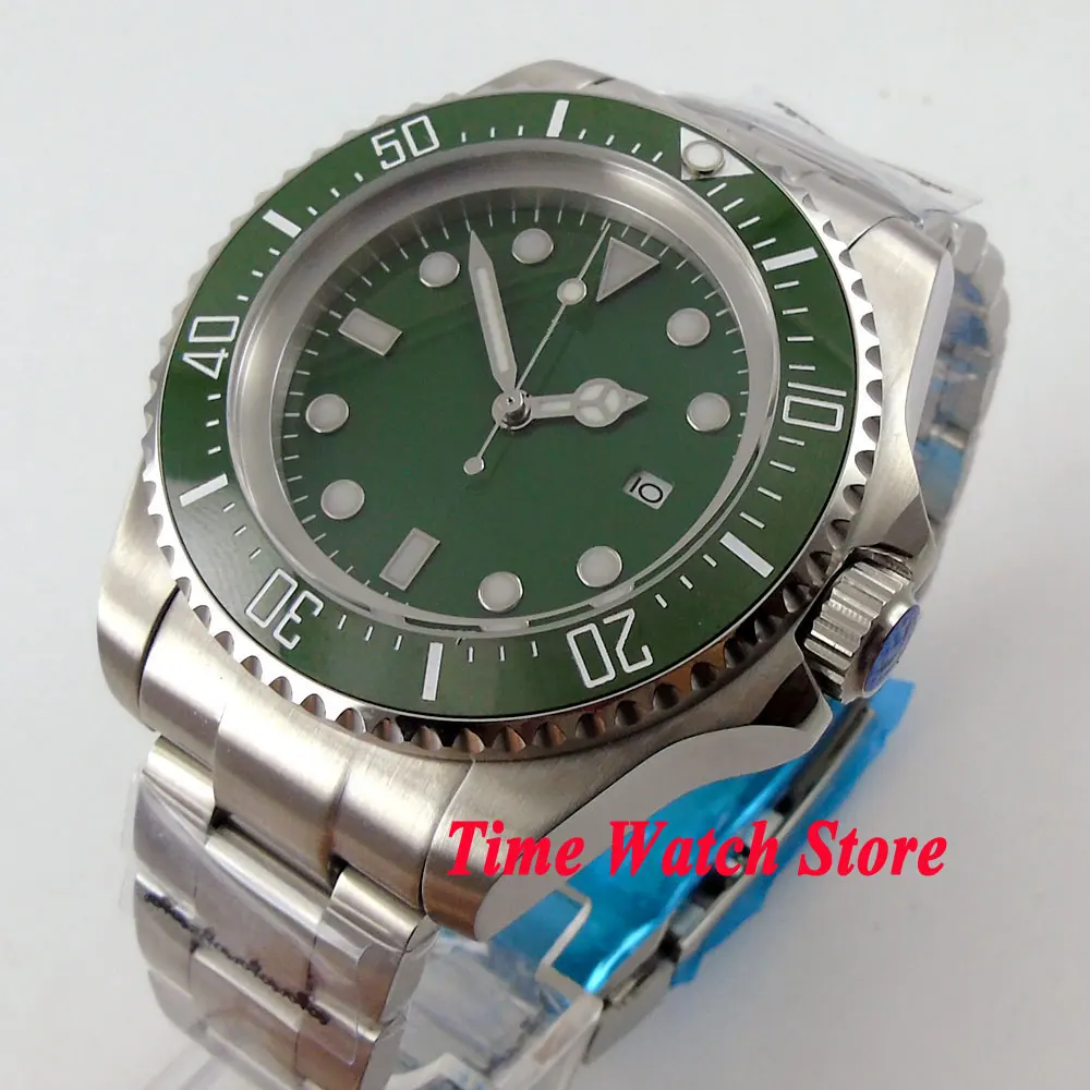 

44mm green sterial dial date window luminous green Ceramic Bezel Automatic movement Men's watch BL51