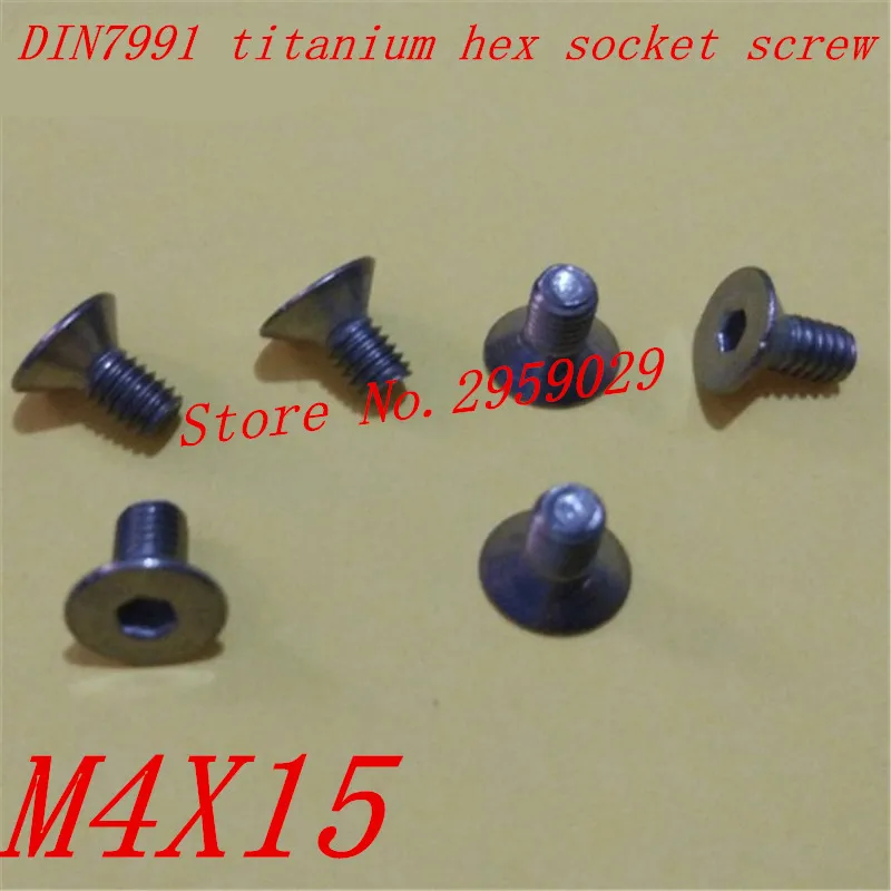 

50pcs DIN7991 M4*15 m4 x 15 titanium flat head hex countersunk head machine screw