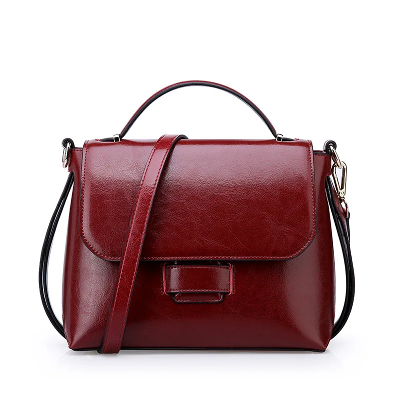 Fashion Women's Split Leather Handbags Ladies Vintage Brief Tote Shoulder Purse Female Leisure All-match Flap Crossbody Bags | Багаж и