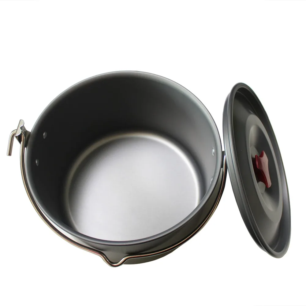 Al aire libre vajilla colgando Pot Camping senderismo mochila de utensilios de cocina de aluminio olla grande 4L cocina Picnic Pot Camping estufa herramienta